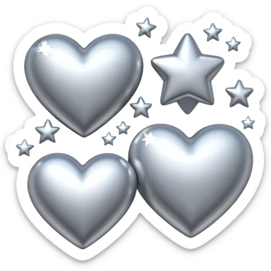 Silver hearts and stars sticker