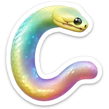 Sparkly glossy Pastel iridescent glass snake sticker