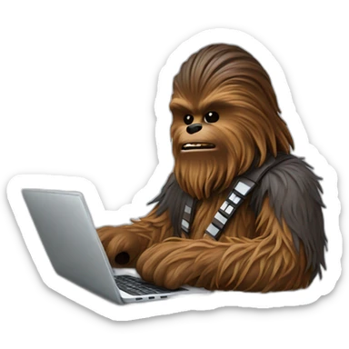 wookie typing on laptop sticker