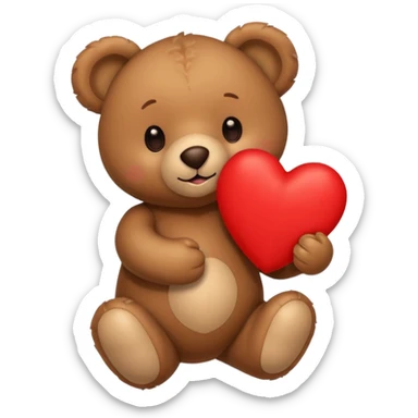 brown teddy bear hold red heart sticker