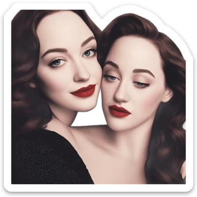 Kat dennings hugs Elizabeth gillies sticker