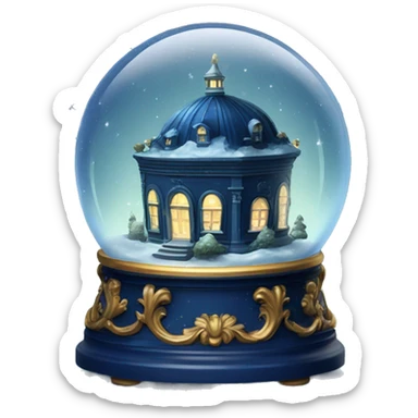 vintage dark blue rococo night sky snow globe sticker