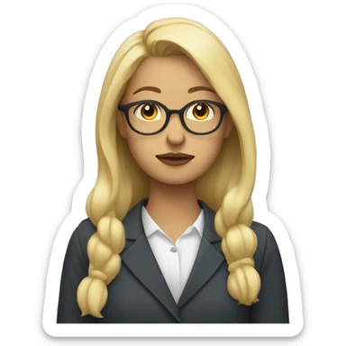 blonde wearing glasses with a pensive face sticker