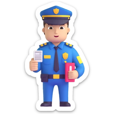 security guard with ticket in hand sticker