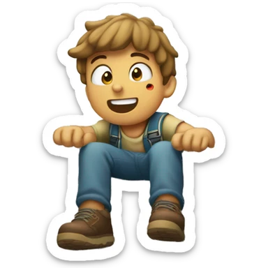 Niño cayendo en un monte muy grande cayendo en un barranque sticker