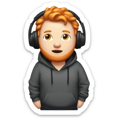 obese ginger twitch streamer wearing headset and hoodie sticker