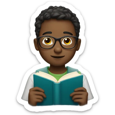 boy wear a glasses with reading a book sticker