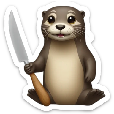 Loutre avec un couteau sticker