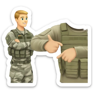 Army soldier handing out L sticker