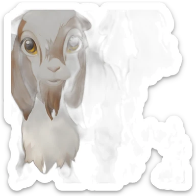 Boer goat, floppy ears, no horns, brown and white fur sticker