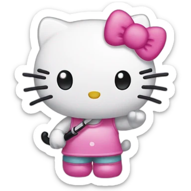 hello kitty with tong sticker