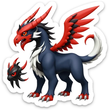 Handsome cool badass edgy Absol-Litten-Guilmon-Giratina-Yveltal-Pokémon-Fakémon-fusion-hybrid-creature sticker