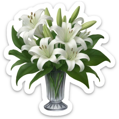 White lily bouquet in a vintage crystal vase  sticker