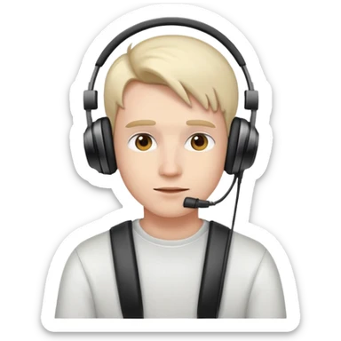 person watching YouTube videos, content creator with headphones sticker