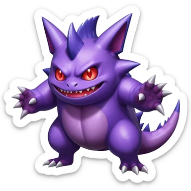 Shiny Dark Gengar-Haunter-Nidoking-fusion-hybrid full body sticker