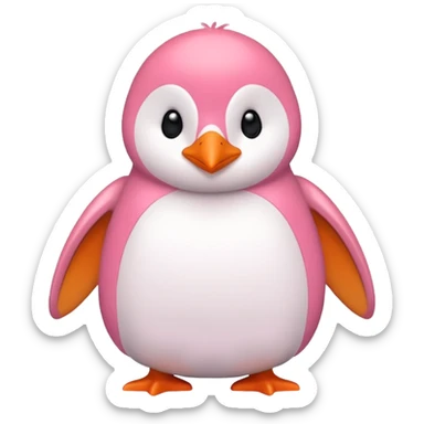 Pinkorangewhite penguin sticker