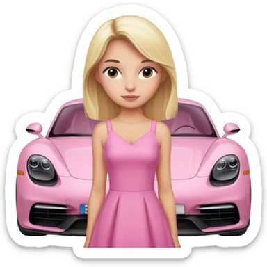 pink Porsche taycan blonde girl sticker