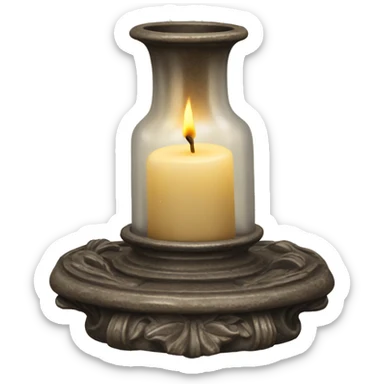 Antique candle holder with candle in it sticker