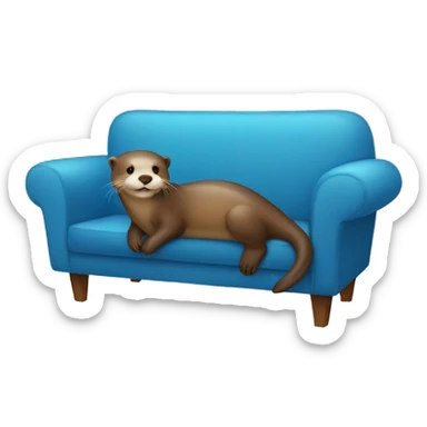 happy otter chilling on a blue couch sticker