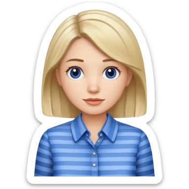 woman with blue Striped Shirt not a t shirt sticker