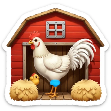 Chicken in a barn sticker