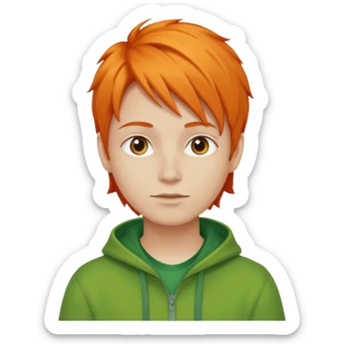 orange hair green outfit sticker