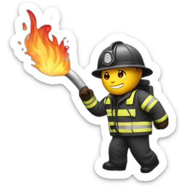 A fire man puts out fire sticker
