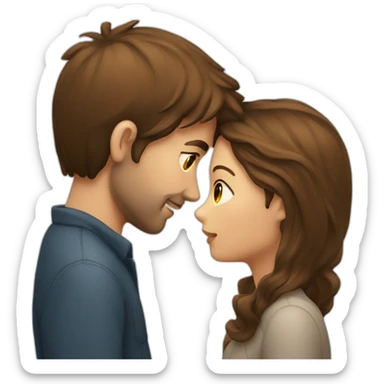 Girl with brown hair kissing guy with brown hair  sticker