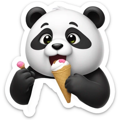 Panda eating ice cream sticker