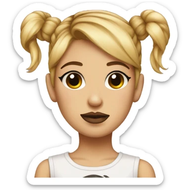 Tattooed girl with space buns and side bang sticker