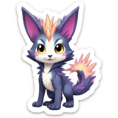 Anthro Scalie Spiky Cool Edgy Magical Shiny Colorful Pastel Sparkle Kemono-style Chibi Fantasy-Animal-Fakémon-Pokémon-Hybrid Fur Sona Aesthetic Full Body sticker