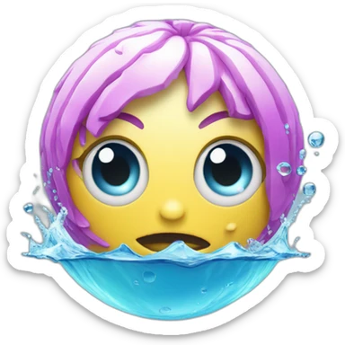 3d sphere with a cartoon water texture with big feminine eyes sticker
