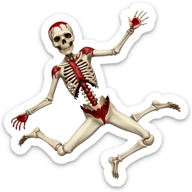 3D rotting corpse jumping in the air. In the style of your bloody skull art. More blood sticker