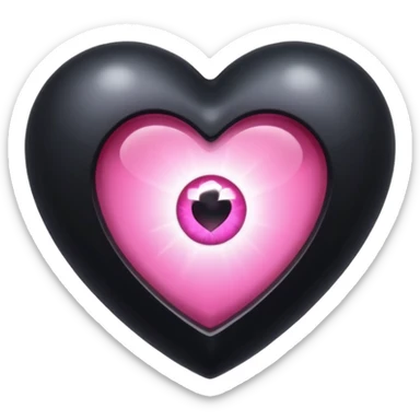 A black heart Gem with a pink eye in the center sticker