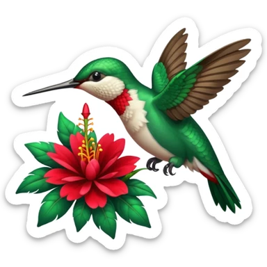 hummingbird drinking nectar from flower sticker