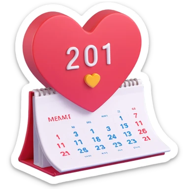 3d icon heart on calendar sticker