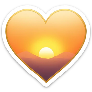 golden sunset colored heart sticker
