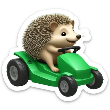 cute hedgehog riding a lawn mower sticker