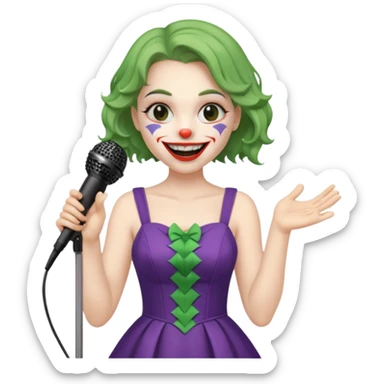 joker with dress, microphone, singing sticker