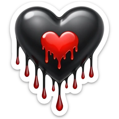Black heart with blood drips sticker