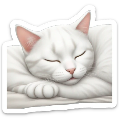 cute white cat sleeping sticker