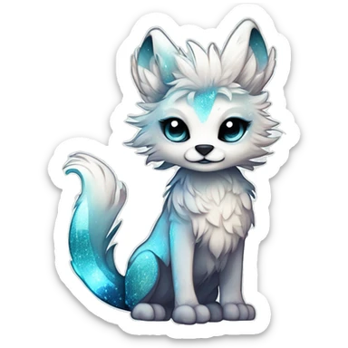 Cool cute Kawaii edgy ethereal futuristic modern epic fantasy animal sparkle fursona Fionbri creature by griffsnuff & LiLaiRa & Falvie full body sticker
