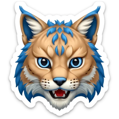 Tête de lynx : très féroce et bleu  sticker