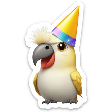 Cockatiel bird wearing a party hat sticker