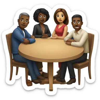 A round table with people sitting around it. They should be diverse in race and hair style sticker