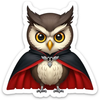 owl vampire in red collar cloak sticker