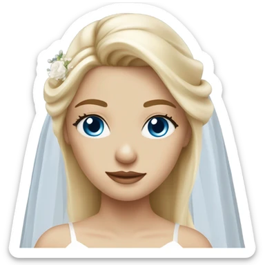 Beautiful blond girl with blue eyes and bowed wedding dress sticker