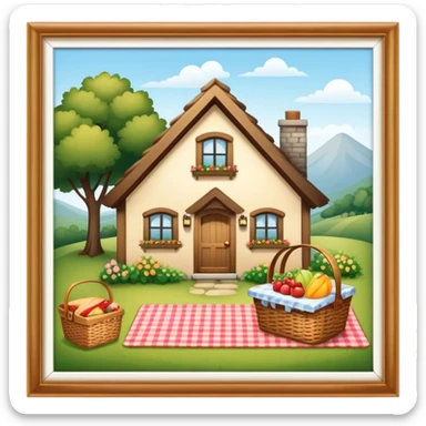 Cozy cottage Picnic basket sticker