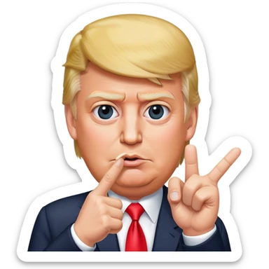 Super realistic Donald Trump pointing index finger up, realistic face sticker