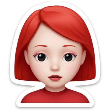 Red kid with prue black eyes and mouth sticker
